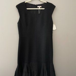 NEW - Rebecca Taylor Terri Black Silk Ruffled Hem Dress - Size 12
